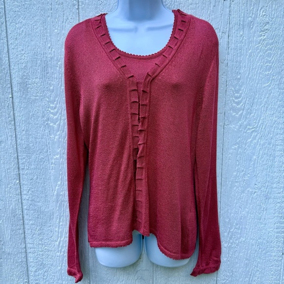 NWT Sigrid Olsen Sport Women’s Mesa Rose Knit Long Sleeve Cardigan & Top Set M - Picture 1 of 10